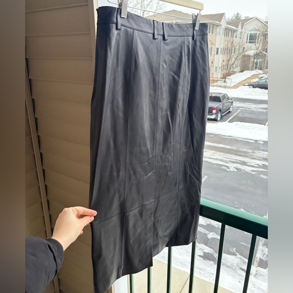 🆕Antonio Melani Genuine Leather Midi Pencil Skirt Black Size 10,12 LuxuryClassic - Picture 7 of 17